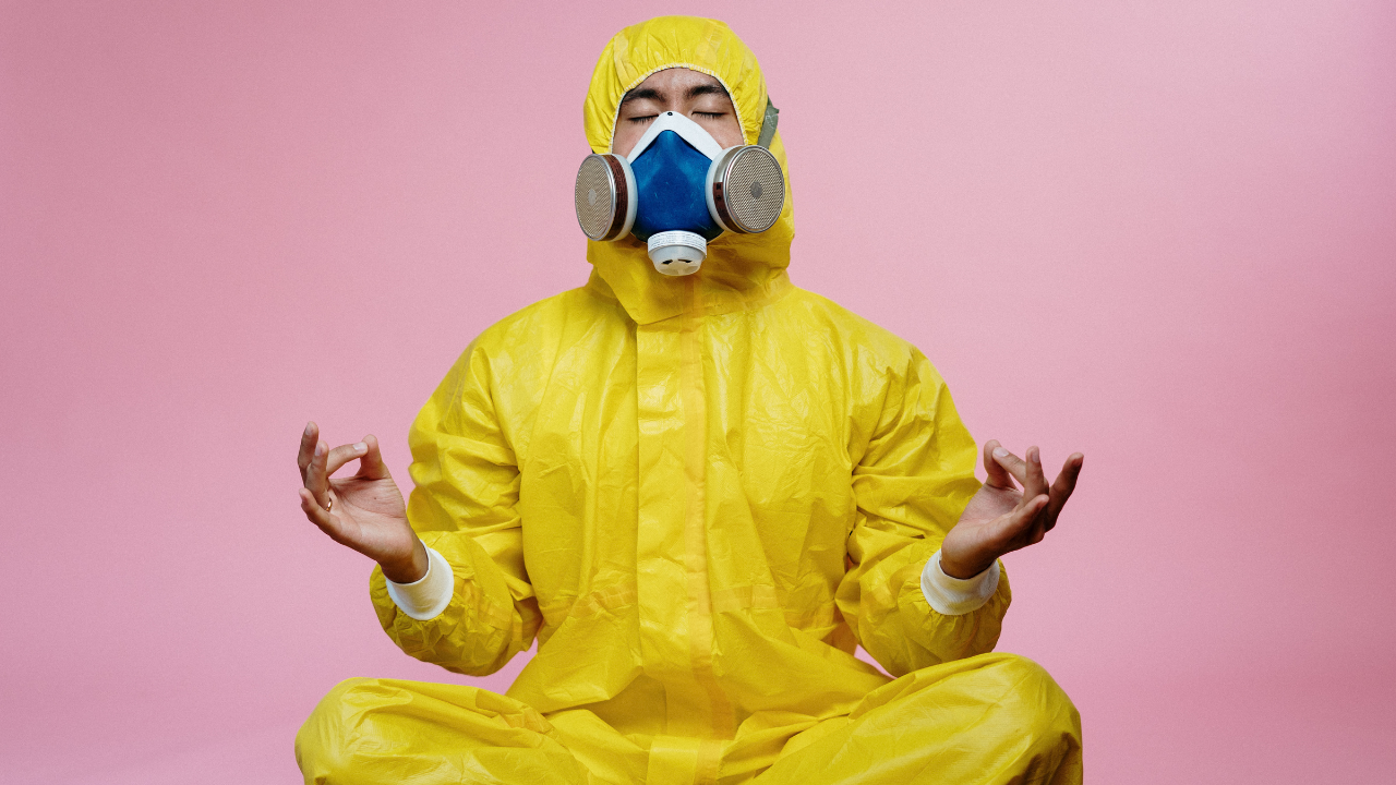 meditating in anti viral gear