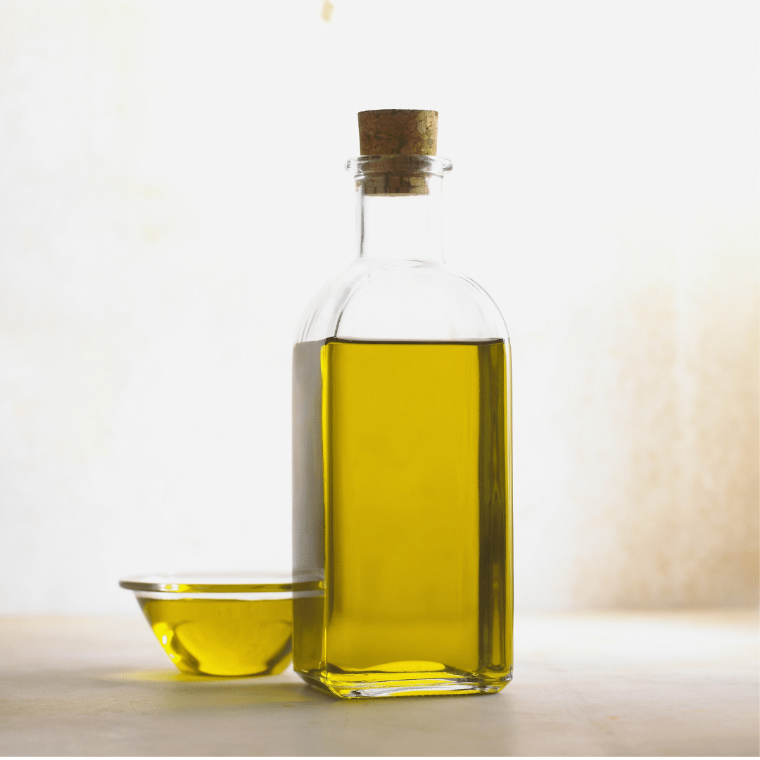 oil in bottle and bowl