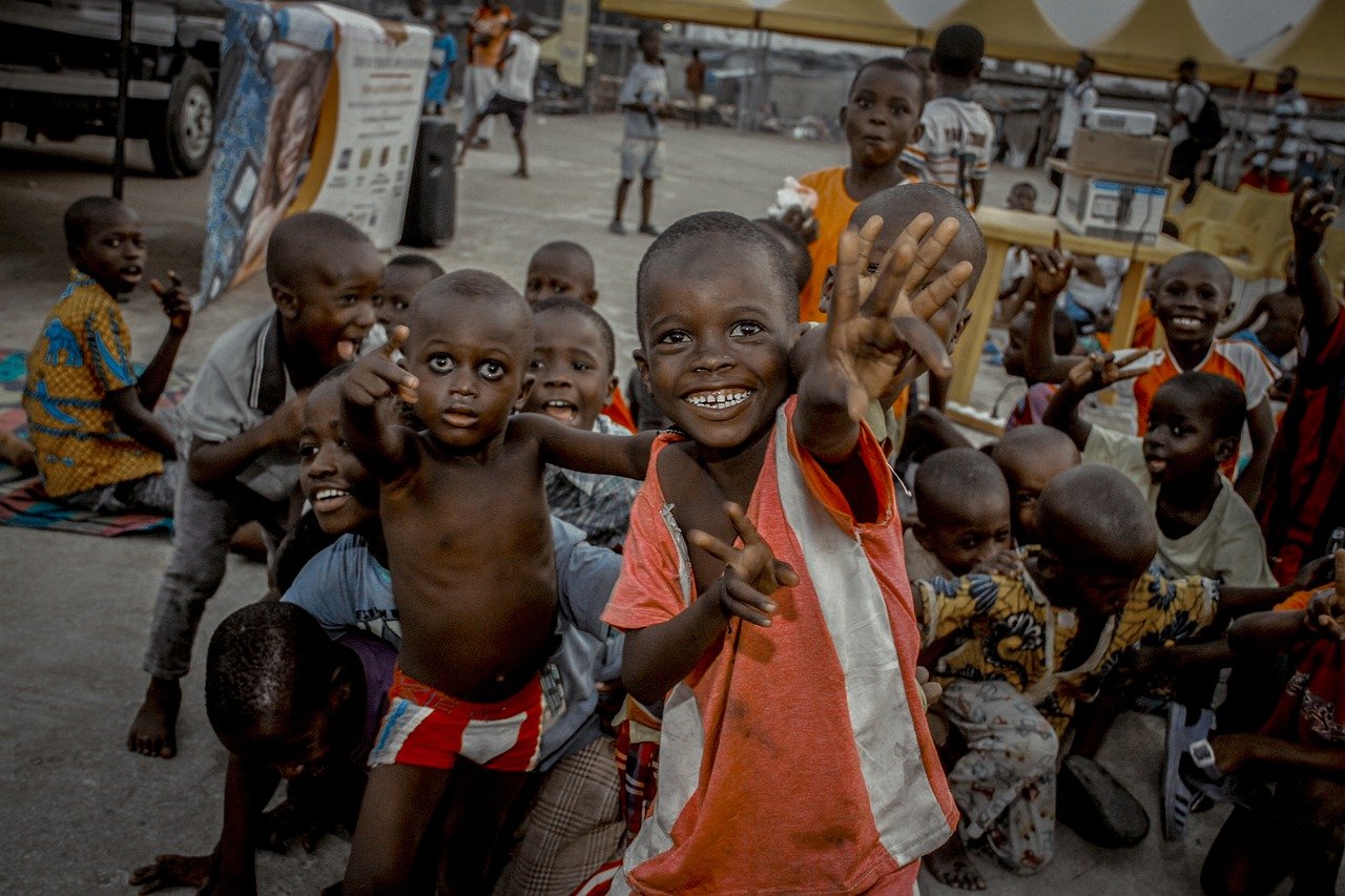 poor african children messing around