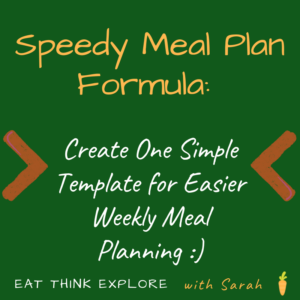 Cover image with text 'Speedy Meal Plan Formula: Create one simple template for easier weekly meal planning'